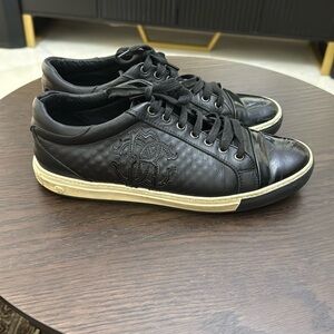 Roberto Cavalli Black Leather Italy lace-up Sneakers Shoes $750 size 9